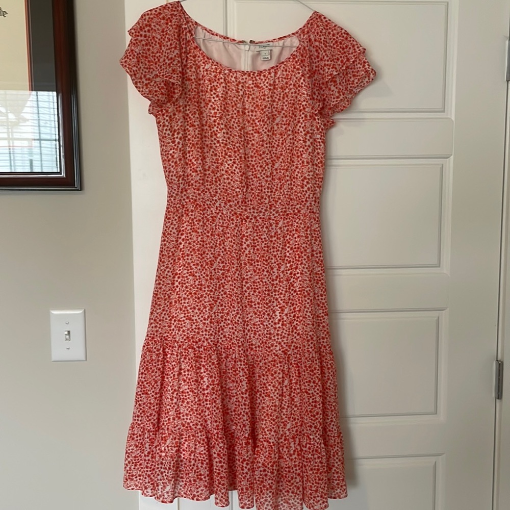 Midi Bright Coral Floral JCrew Dress